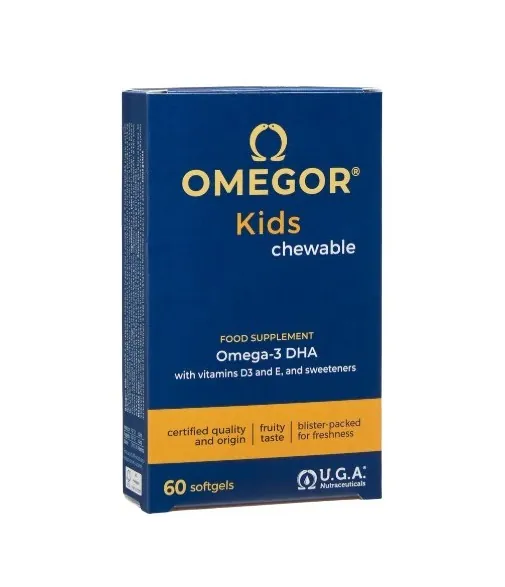 💊 کپسول جویدنی امگور کیدز امگا-۳ DHA - ۶۰ عدد 💊